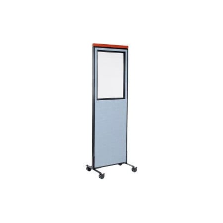 Global Equipment Interion    Mobile Deluxe Office Partition Panel with Partial Window, 24-1/4"W x 100-1/2"H, Blue 695791WMBL